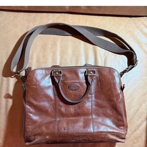 Fossil Rich Brown Leather Messenger Bag